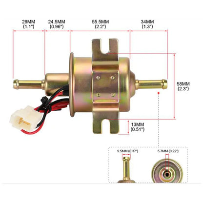 12V/24V Universal Electric Fuel Pump Low Pressure Bolt Fixing Wire Diesel Petrol HEP-02A For Car Carburetor Motorcycle ATV Tuck's Performance