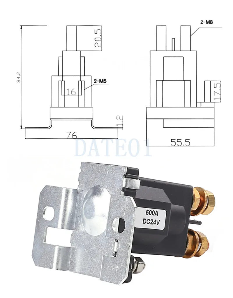 12V/24V 500A High Current Starter Relay image 4