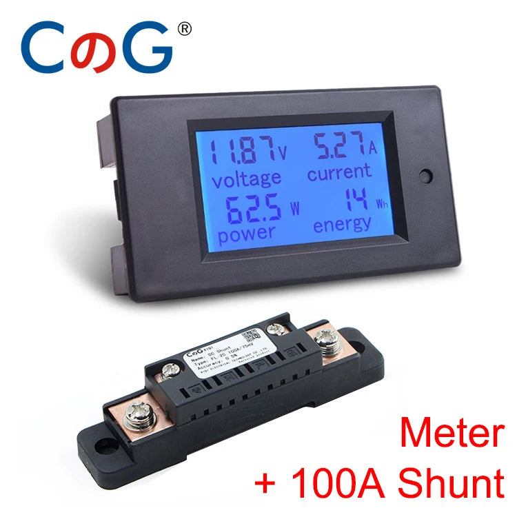 CG 20A/50A/100A DC Multifunction Battery Monitor Meter with Shunt LCD Display Digital Meter Voltmeter Ammeter for Cars,RV Tuck's Performance