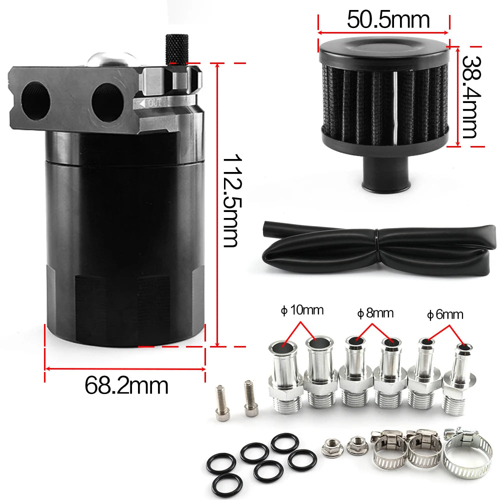 Universal Baffled Aluminum Oil Catch Can Reservoir Tank Oil Tank With Breather Filter OCC-1020A Tuck's Performance