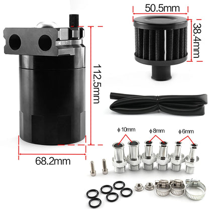 Universal Baffled Aluminum Oil Catch Can Reservoir Tank Oil Tank With Breather Filter OCC-1020A Tuck's Performance
