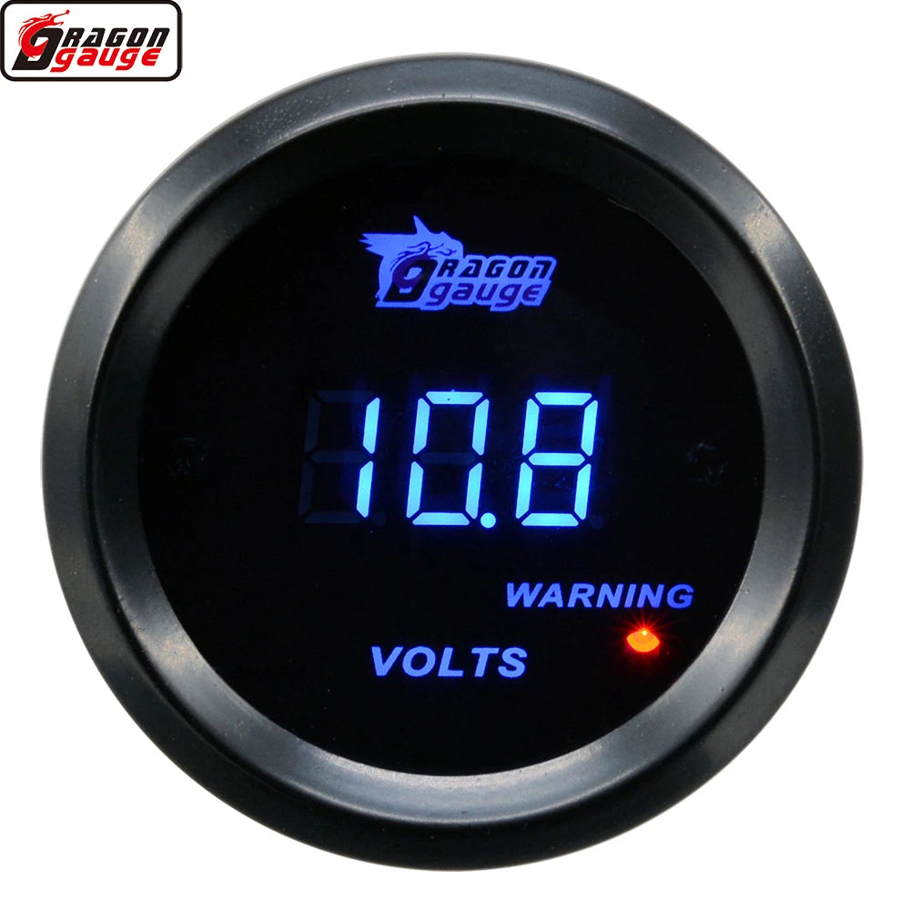 52mm 12V Digital Voltage Gauge with Blue LED Display image 1