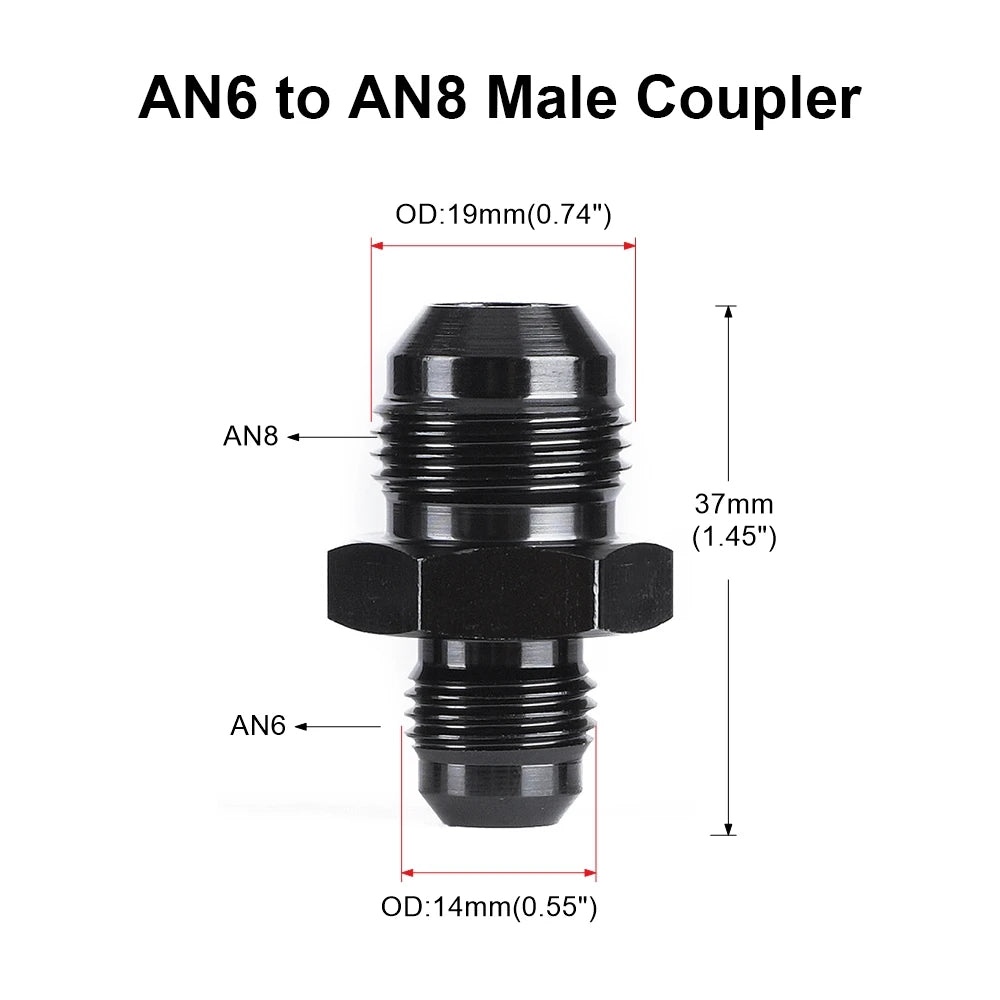 Oil Fuel Hose End Adapter an Straight AN Male To AN Male Coupler AN4 AN6 AN8 AN10 Fittings Aluminum Male Flare AN8 Fitting Tuck's Performance