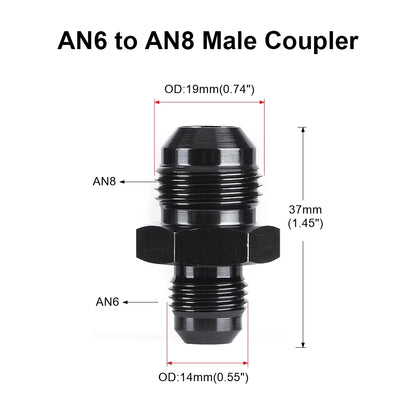 Oil Fuel Hose End Adapter an Straight AN Male To AN Male Coupler AN4 AN6 AN8 AN10 Fittings Aluminum Male Flare AN8 Fitting Tuck's Performance