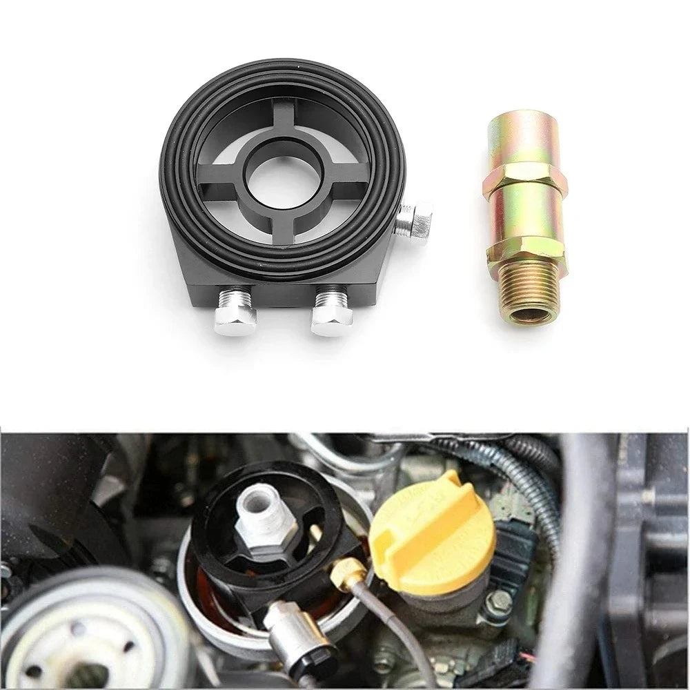 Universal Aluminum Oil Filter Sandwich Plate Thread Adapter, Oil Cooler Pressure Temp Gauge Adapter Kit Tuck's Performance