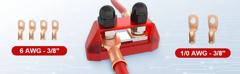 Heavy Duty 12V / 24V Battery Bus Bar Power Distribution Block – 250A (Dual Stud, Positive & Negative) Tuck's Performance