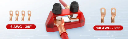 Heavy Duty 12V / 24V Battery Bus Bar Power Distribution Block – 250A (Dual Stud, Positive & Negative) Tuck's Performance