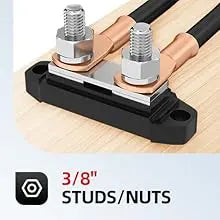 Heavy Duty 12V / 24V Battery Bus Bar Power Distribution Block – 250A (Dual Stud, Positive & Negative) Tuck's Performance