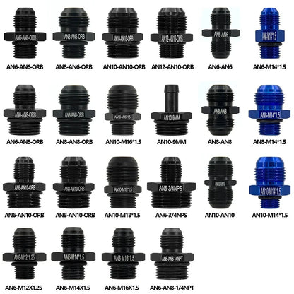 1Pcs Aluminum Alloy AN6/AN8/AN10/AN12 to AN/M14/M16/M18x1.5 Metric Fuel Hose Adapter Pipe Thread Fitting for Oil Cooler System Tuck's Performance