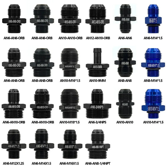 1Pcs Aluminum Alloy AN6/AN8/AN10/AN12 to AN/M14/M16/M18x1.5 Metric Fuel Hose Adapter Pipe Thread Fitting for Oil Cooler System Tuck's Performance