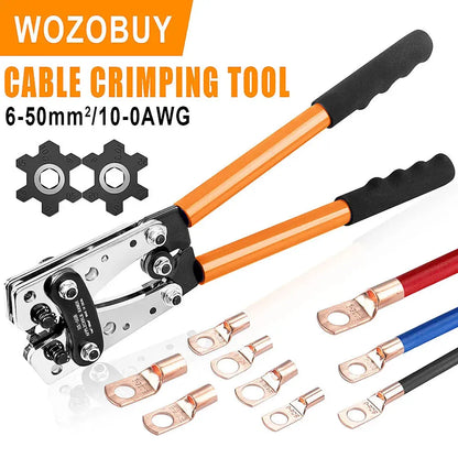Hex Terminal Crimping Tool 6–50mm² (AWG 10–1/0) – Heavy-Duty 12V Cable Crimper Tuck's Performance