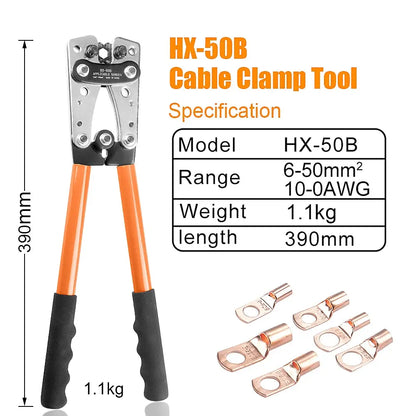 Hex Terminal Crimping Tool 6–50mm² (AWG 10–1/0) – Heavy-Duty 12V Cable Crimper Tuck's Performance