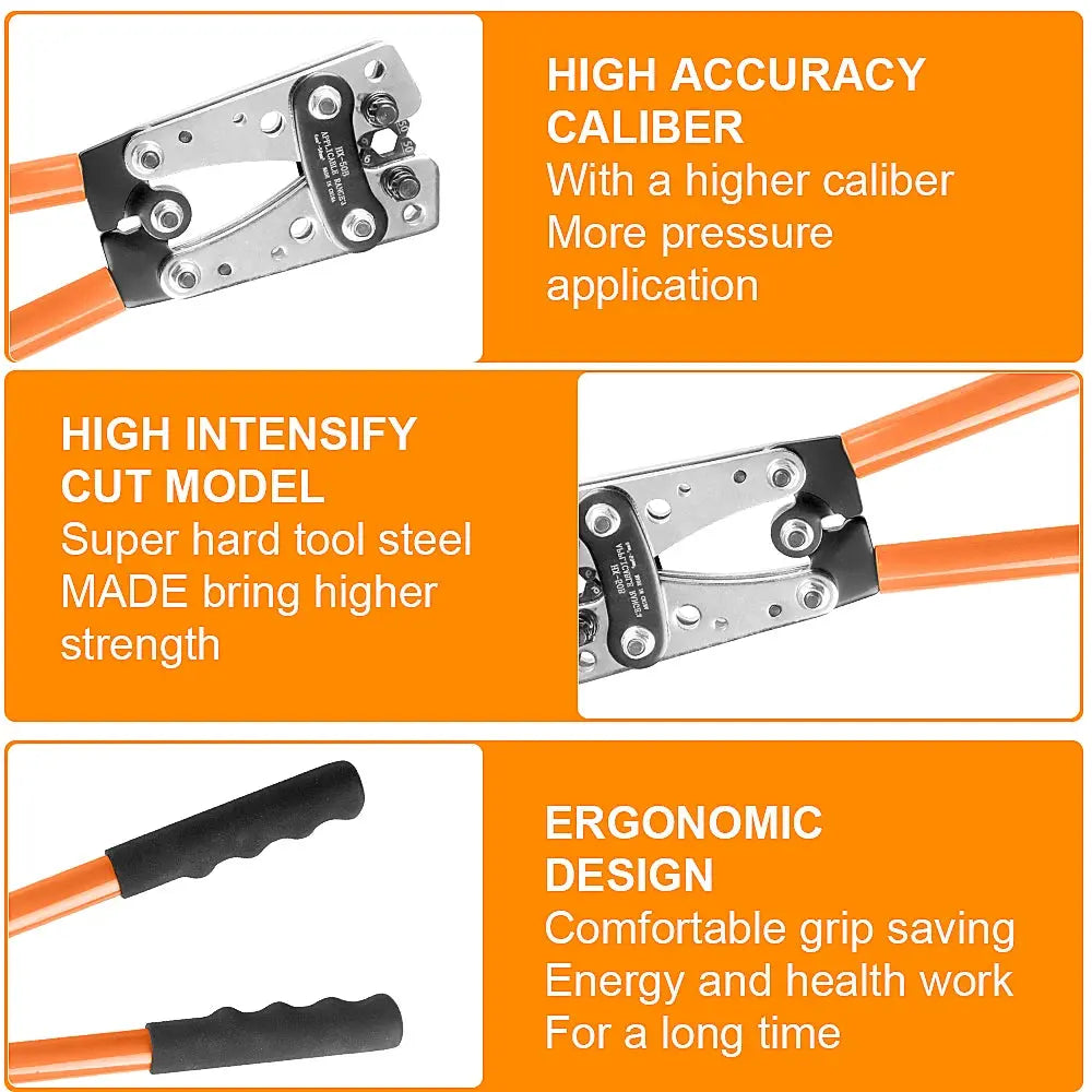 Hex Terminal Crimping Tool 6–50mm² (AWG 10–1/0) – Heavy-Duty 12V Cable Crimper Tuck's Performance