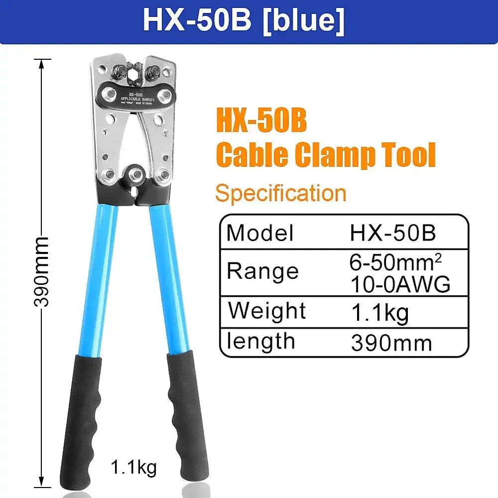 Hex Terminal Crimping Tool 6–50mm² (AWG 10–1/0) – Heavy-Duty 12V Cable Crimper Tuck's Performance