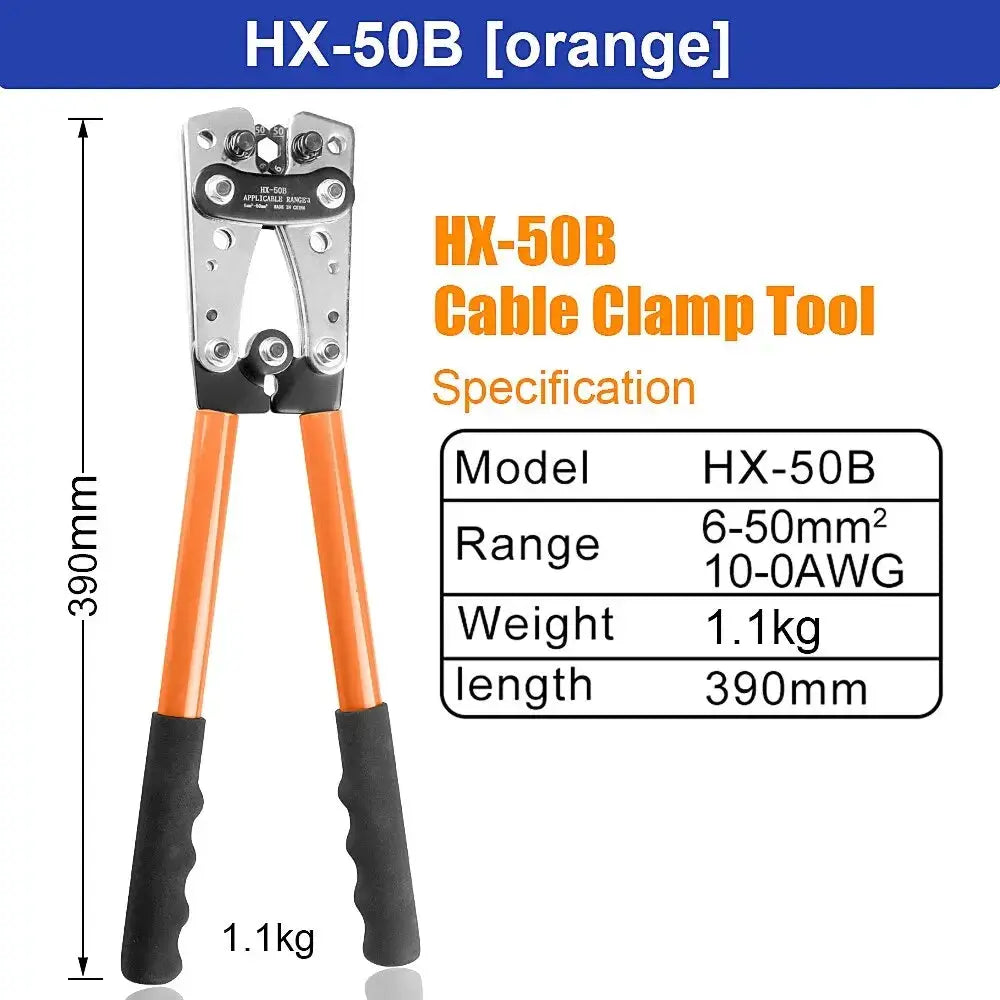 Hex Terminal Crimping Tool 6–50mm² (AWG 10–1/0) – Heavy-Duty 12V Cable Crimper Tuck's Performance