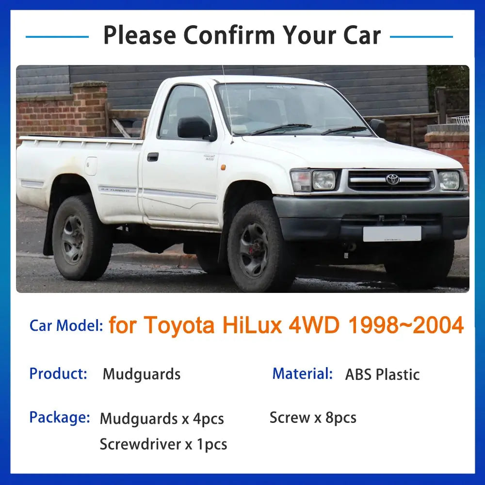 Hilux Mud Flaps 4x4 – Fits 1998–2004 Models Tuck's Performance