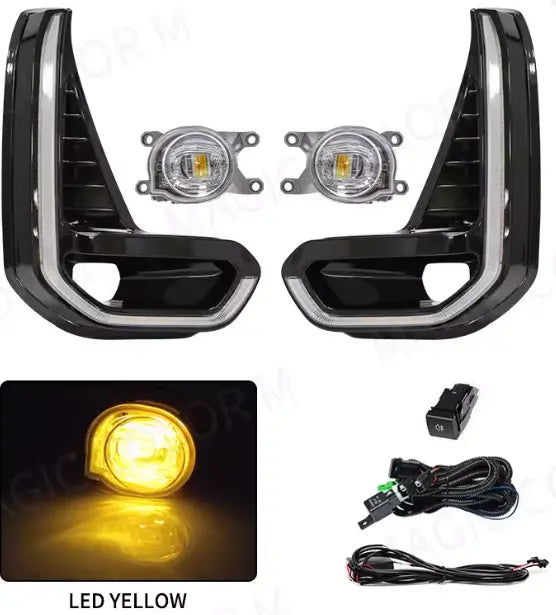 LED DRL + Fog Lamp Kit for Toyota Hilux Revo 2020–2021 | Daytime Running Lights with Chrome Trim Tuck's Performance