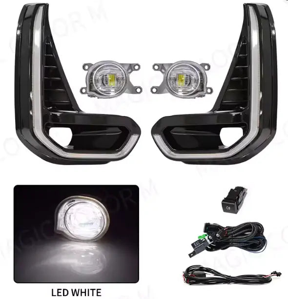 LED DRL + Fog Lamp Kit for Toyota Hilux Revo 2020–2021 | Daytime Running Lights with Chrome Trim Tuck's Performance