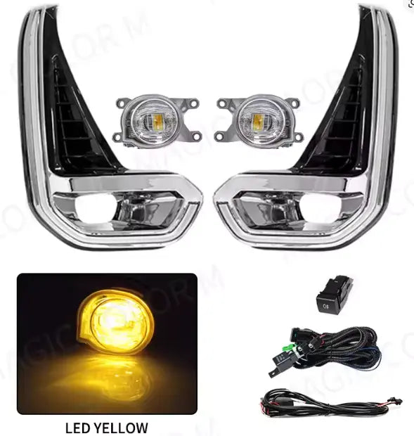 LED DRL + Fog Lamp Kit for Toyota Hilux Revo 2020–2021 | Daytime Running Lights with Chrome Trim Tuck's Performance
