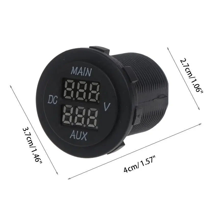 LED Digital Double Voltmeter, Round Panel Monitor Blue for Car Pickup RV Tuck's Performance