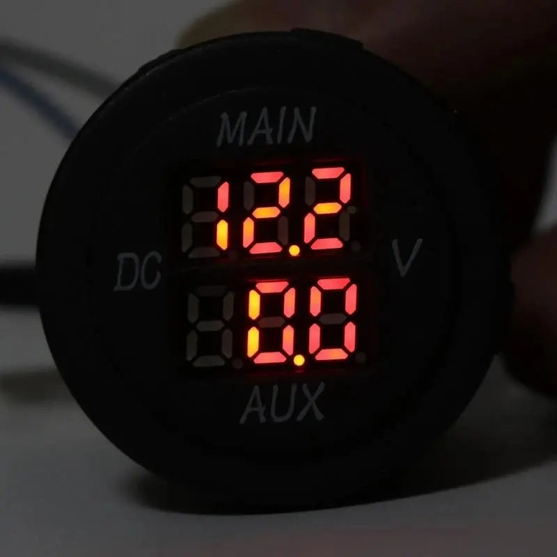LED Digital Double Voltmeter, Round Panel Monitor Blue for Car Pickup RV Tuck's Performance