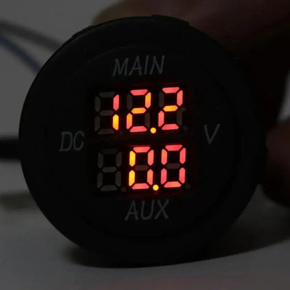 LED Digital Double Voltmeter, Round Panel Monitor Blue for Car Pickup RV Tuck's Performance