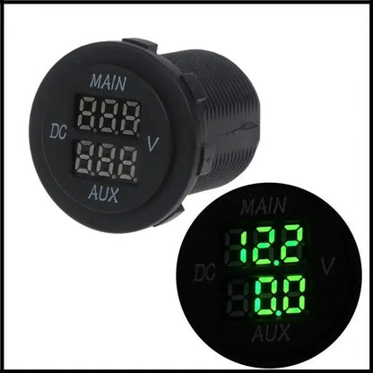 LED Digital Double Voltmeter, Round Panel Monitor Blue for Car Pickup RV Tuck's Performance