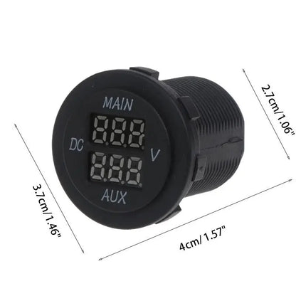 LED Digital Double Voltmeter, Round Panel Monitor Blue for Car Pickup RV Tuck's Performance