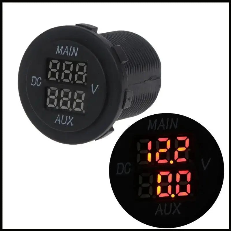 LED Digital Double Voltmeter, Round Panel Monitor Blue for Car Pickup RV Tuck's Performance