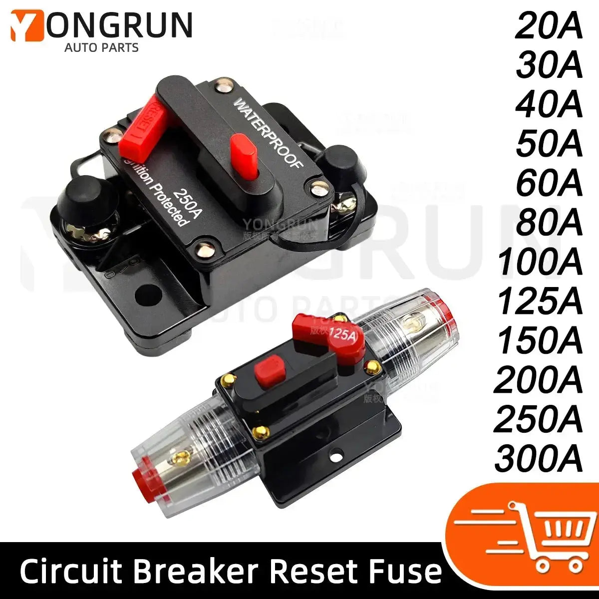 Manual Reset Circuit Breaker 20A–300A 12V–48V Waterproof DC Fuse for Car Audio, Marine & RV Tuck's Performance