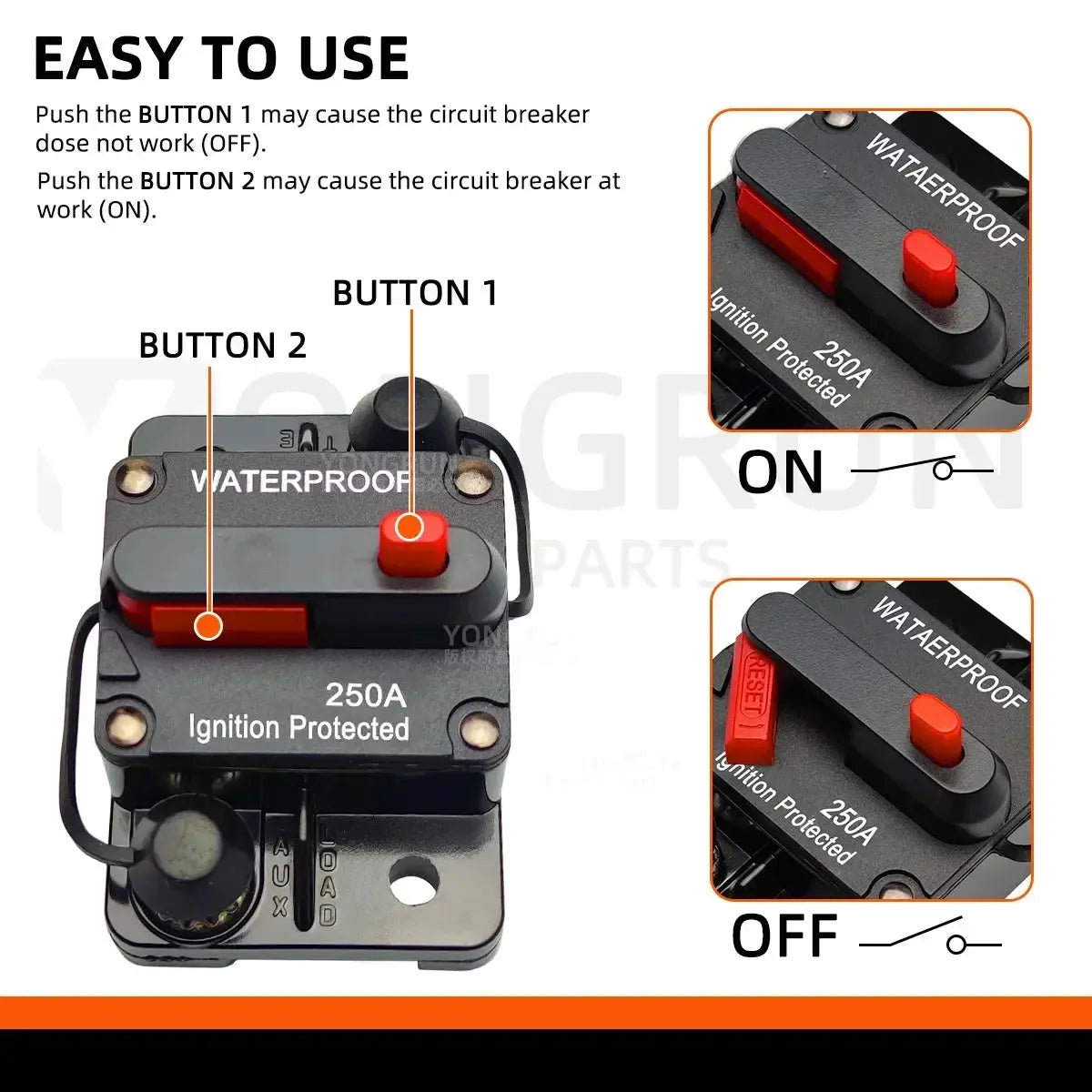 Manual Reset Circuit Breaker 20A–300A 12V–48V Waterproof DC Fuse for Car Audio, Marine & RV Tuck's Performance