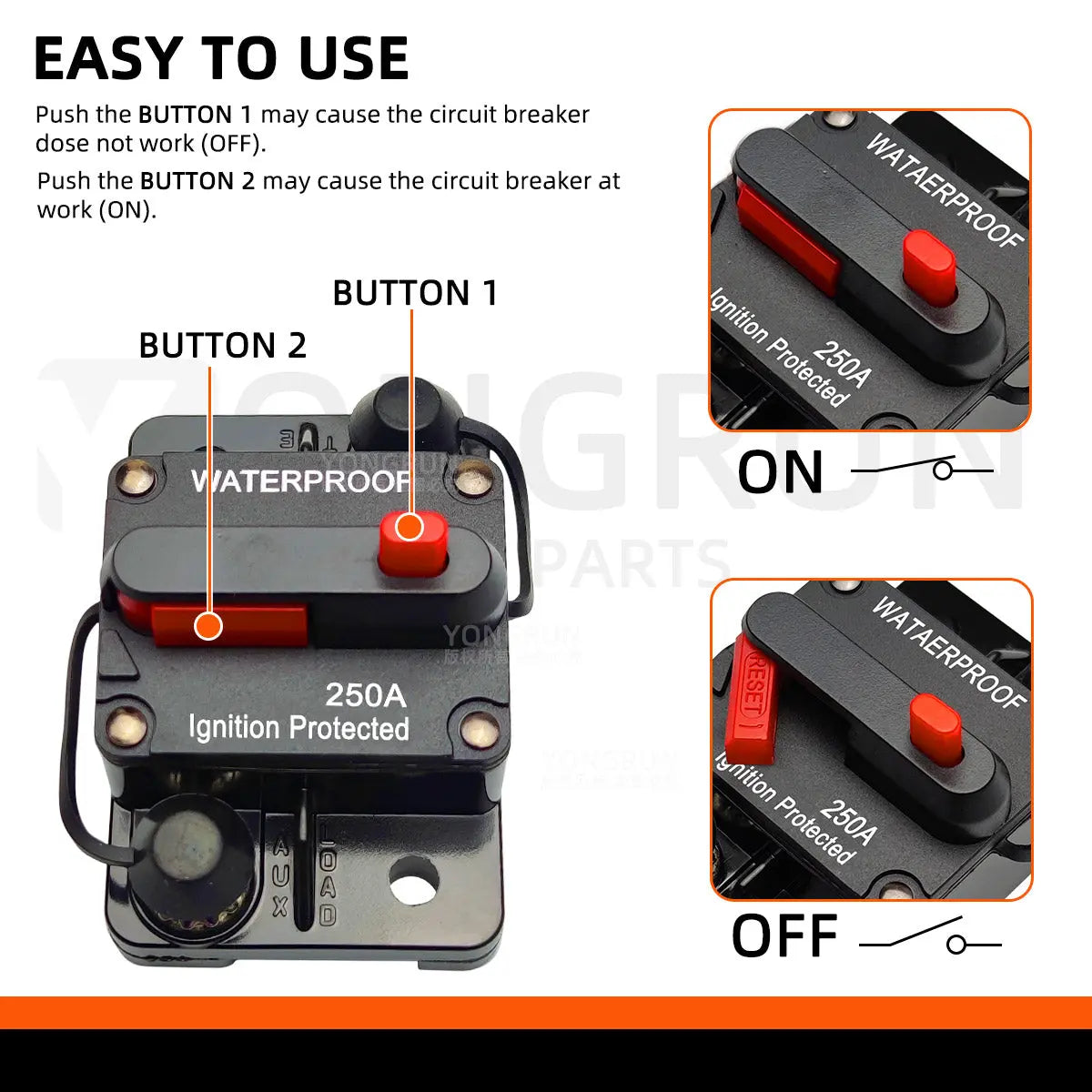 Manual Reset Circuit Breaker 20A–300A 12V–48V Waterproof DC Fuse for Car Audio, Marine & RV Tuck's Performance