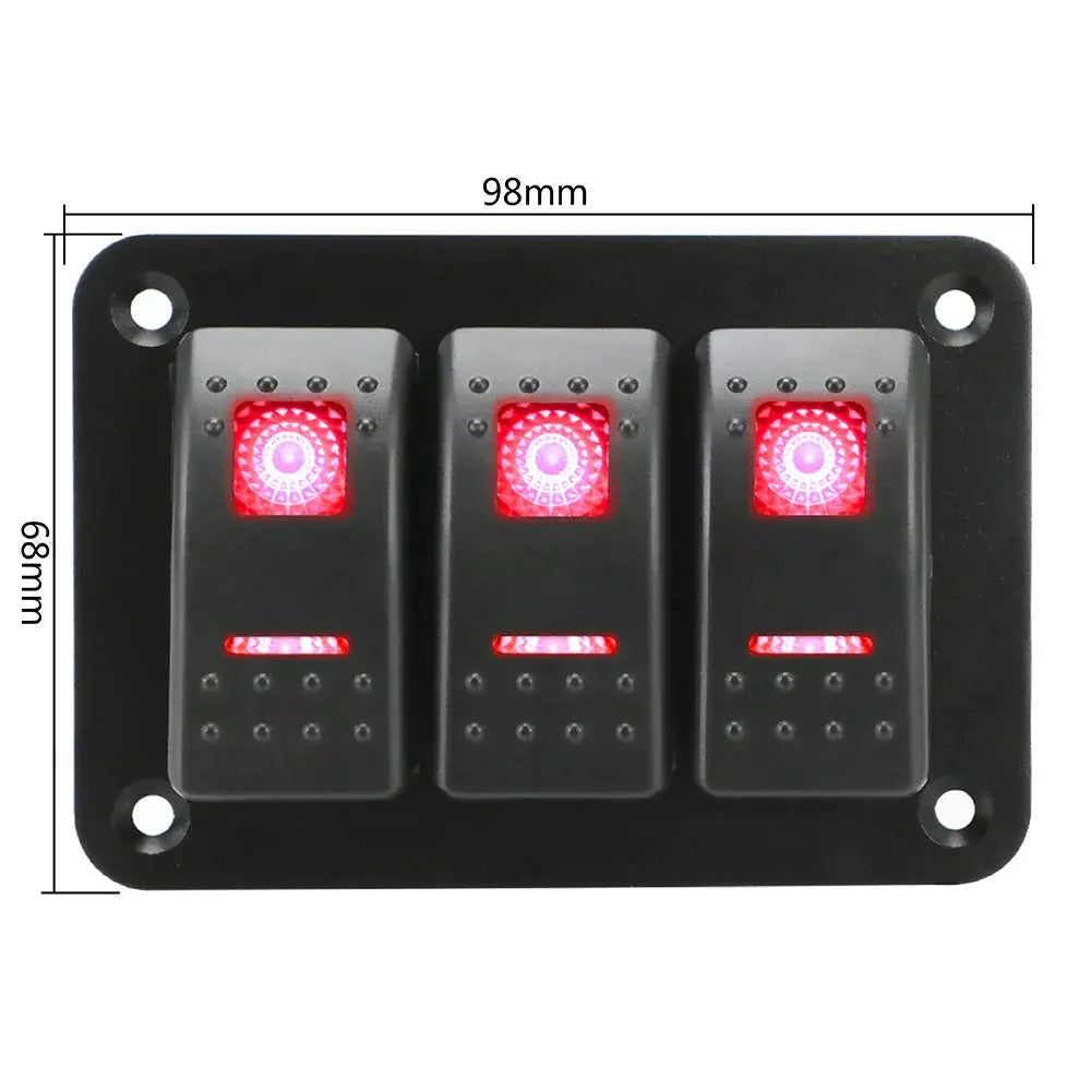 Overload Protection 3 Gang Rocker Switch Panel ON/OFF Lights DC 12V/24V Car Truck Marine Ship Circuit Breaker With Icon Sticker Tuck's Performance