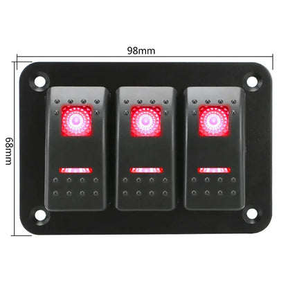 Overload Protection 3 Gang Rocker Switch Panel ON/OFF Lights DC 12V/24V Car Truck Marine Ship Circuit Breaker With Icon Sticker Tuck's Performance