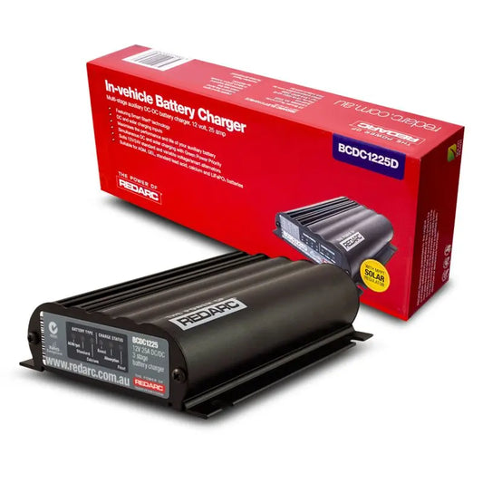 REDARC BCDC1225D Waterproof 25A Dual Battery Charger with Solar Input Pro link
