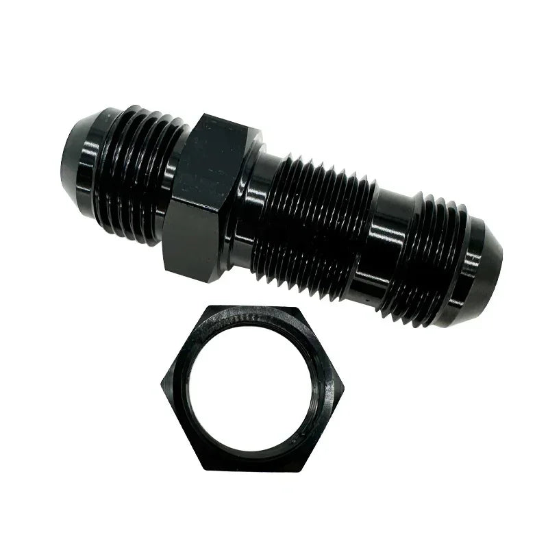 2X AN3 AN4 AN6 AN8 AN10 AN12 0 Degree Flare Bulkhead Fitting Fuel Hose Straight Male To Male Adapter w/Nut For Tab or Wirewall Tuck's Performance