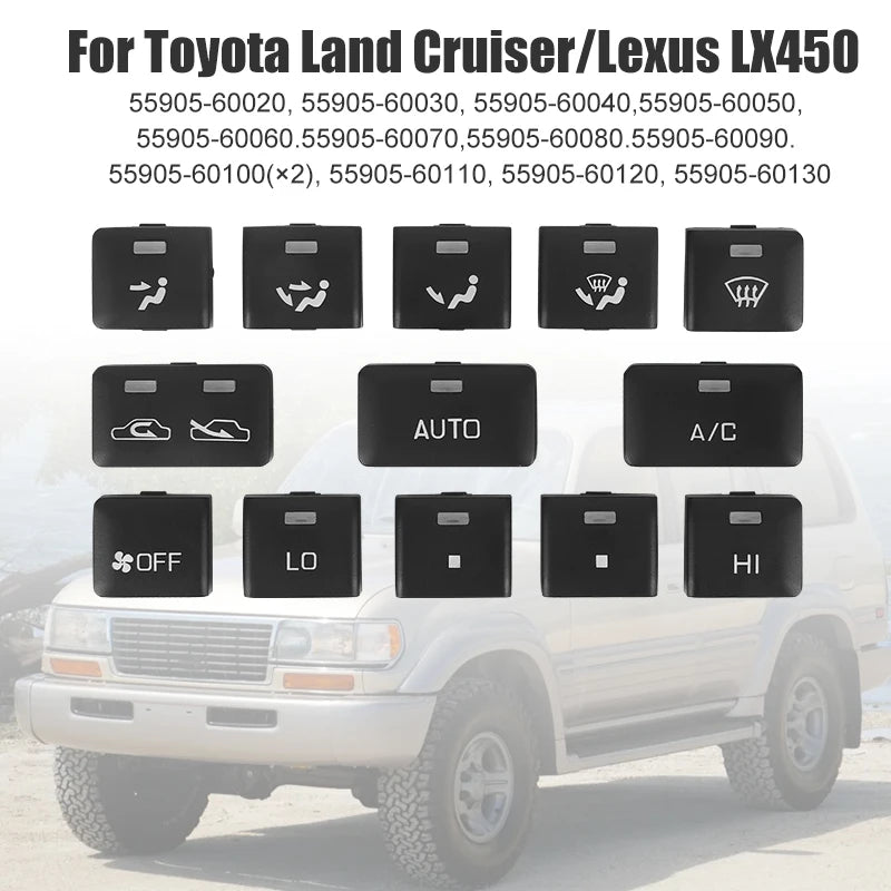 AC Heater Climate Control Switch Button Set for Toyota Land Cruiser FJ80 1992-1997 Lexus LX450 1996-1997 55905-60020 55905-60030 Tuck's Performance