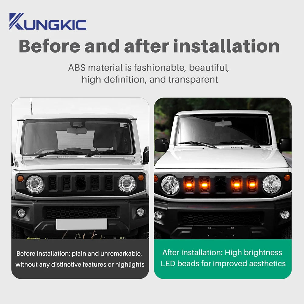 For Suzuki Jimny JB64 JB74 2019 2020 2021 2022 2023-2026 Car LED Front Grille Lights External Grille Lamps Decoration Light 12V Tuck's Performance