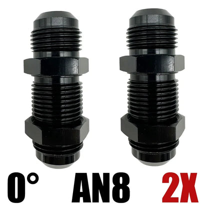 2X AN3 AN4 AN6 AN8 AN10 AN12 0 Degree Flare Bulkhead Fitting Fuel Hose Straight Male To Male Adapter w/Nut For Tab or Wirewall Tuck's Performance