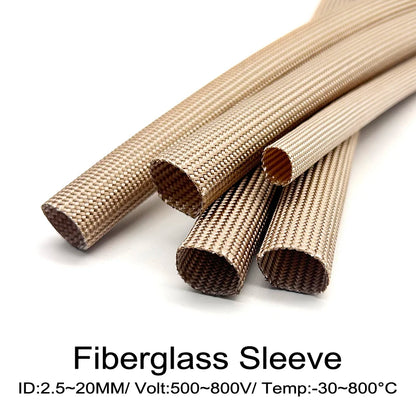 800°C High Temp Fiberglass Sleeve - Heat Resistant, Insulation, Wire Protection - Multi Size ID 2.5/3/4/5/6/8/10/12/14/16/20mm Tuck's Performance