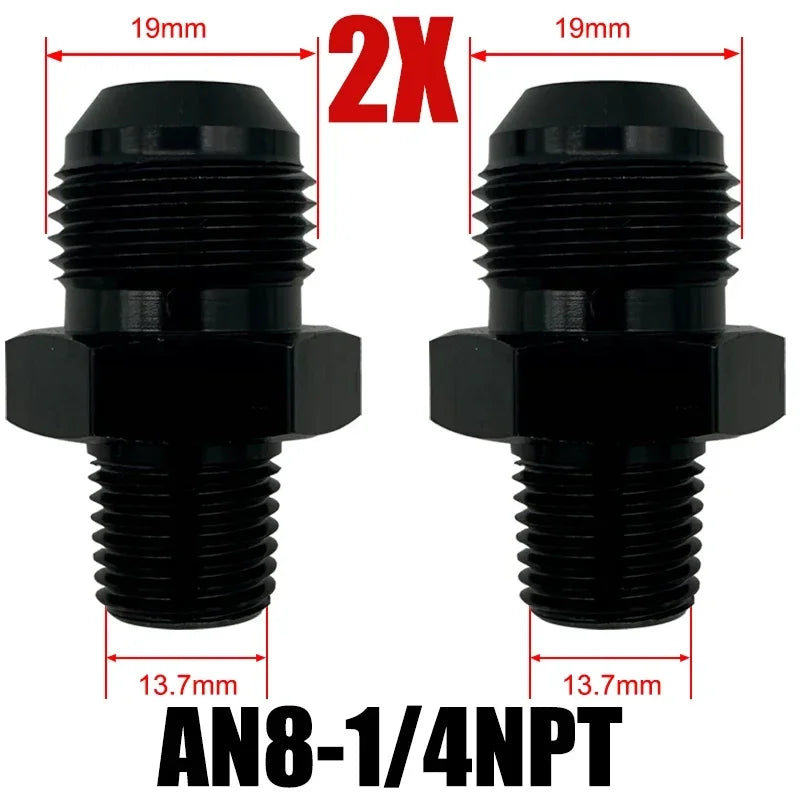2X Flare Male AN4 AN6 AN8 AN10 AN12 To 1/4NPT 1/8NPT 3/8NPT 3/4 NPT Thread Straight Fittings Fuel Oil Cooler Hose Pipe Adapter Tuck's Performance