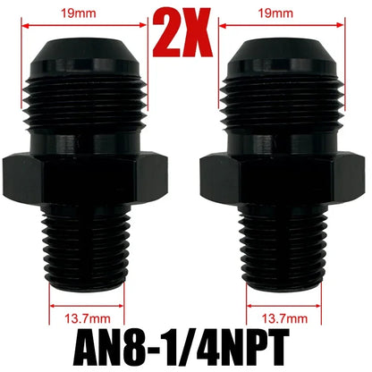 2X Flare Male AN4 AN6 AN8 AN10 AN12 To 1/4NPT 1/8NPT 3/8NPT 3/4 NPT Thread Straight Fittings Fuel Oil Cooler Hose Pipe Adapter Tuck's Performance