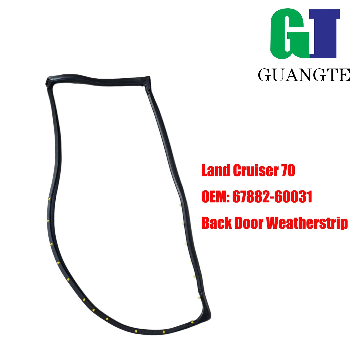 Black rubber door seal strip, profile view