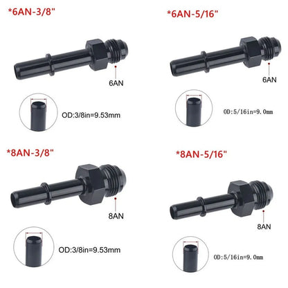 1PC Aluminum 6AN 8AN Male To 3/8" 5/16" Quick Disconnect Male Push On EFI Fitting Adapter Quick Connect Tuck's Performance