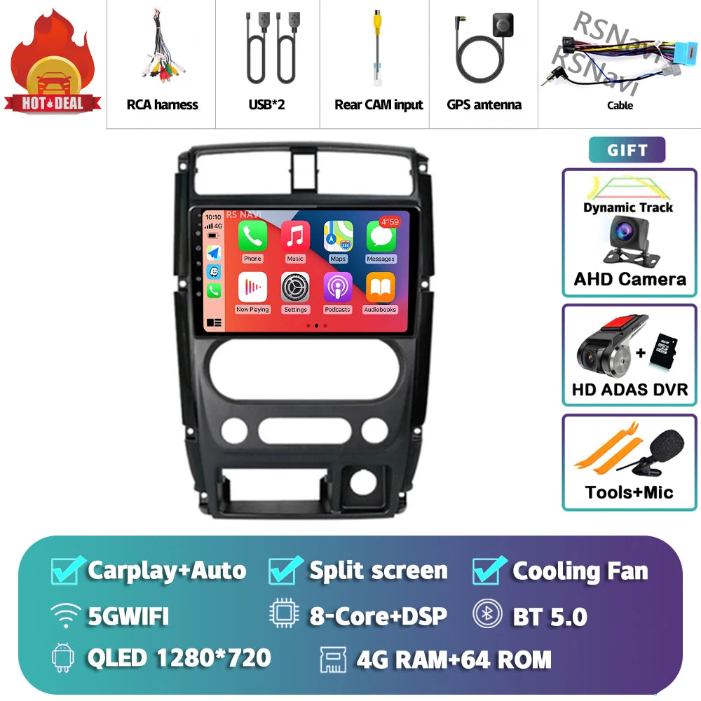 Android 16 Carplay Auto 2K Screen Car Radio Multimedia Player For Suzuki Jimny 3 2005 - 2019 Autoradio GPS Stereo 2din Head Unit Tuck's Performance