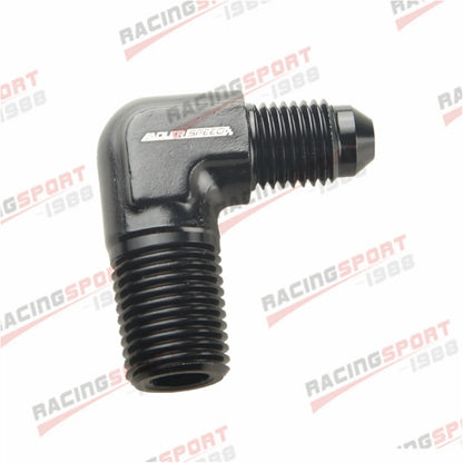 AN3 AN4 AN6 AN8 AN10 AN12 Male Flare To 1/8" 1/4" 3/8" NPT Adapter 90 Degree Tube Hose Fitting Tuck's Performance