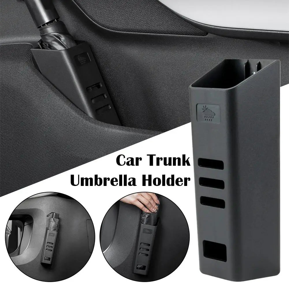 Car boot umbrella holder with close-up of fitting