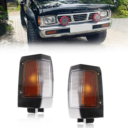2Pcs Front Corner Side Marker  Turn Signal Light Housings For 90 91 92 93 94 Nissan D21 Pickup No Bulb/Socket  Included Tuck's Performance