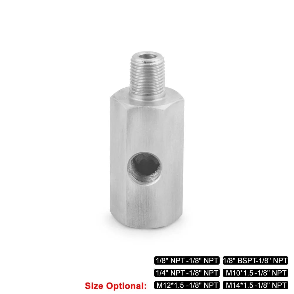 Oil Pressure Sensor Tee Adapter Turbo Supply Feed Line Gauge Female to 1/8 NPT Side Port Stainless Steel Hose T Fittings Tuck's Performance