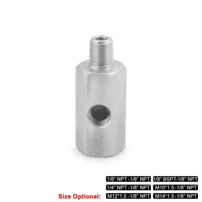 Oil Pressure Sensor Tee Adapter Turbo Supply Feed Line Gauge Female to 1/8 NPT Side Port Stainless Steel Hose T Fittings Tuck's Performance